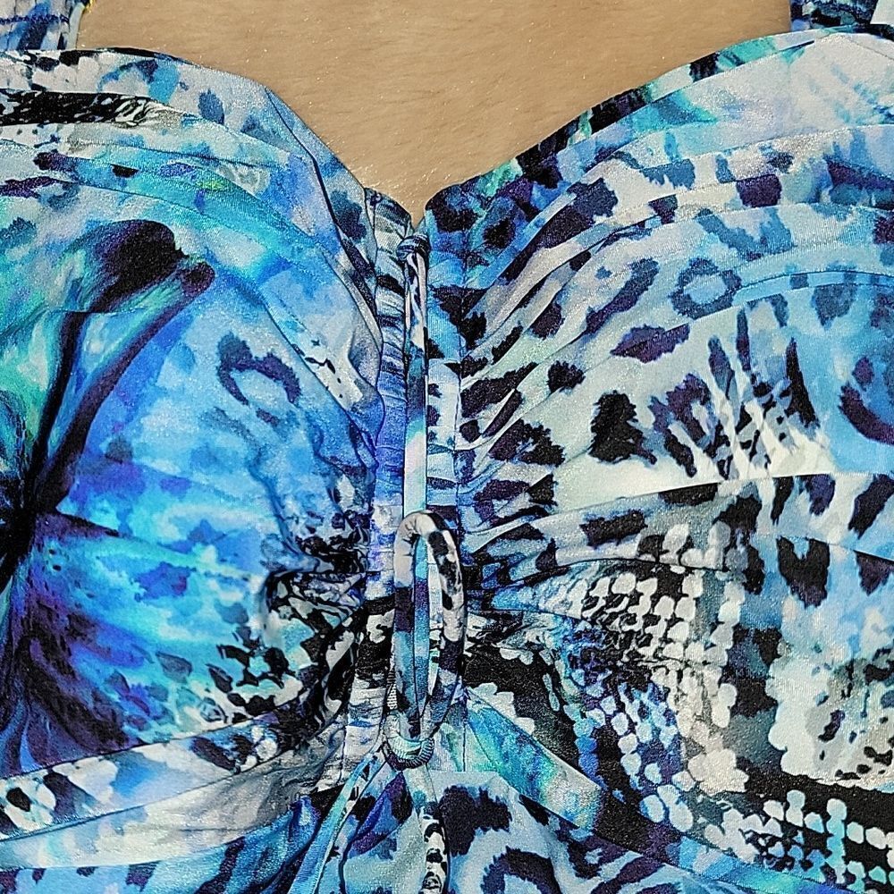 SOMA COTTEX OASIS SHADES OF BLUE ANIMAL PRINT TANKINI SWIM TOP, SIZE 12 - NEW - Picture 5 of 16